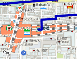 鶴橋から大阪上本町駅出口 タクシー乗り場までの自動車ルート Navitime